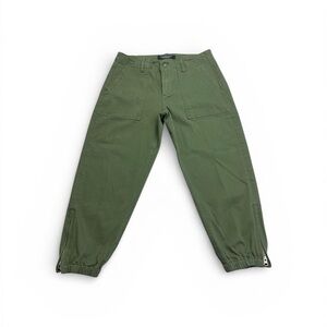 Liverpool Women's Cropped Zip Jogger style Pants in Olive Green